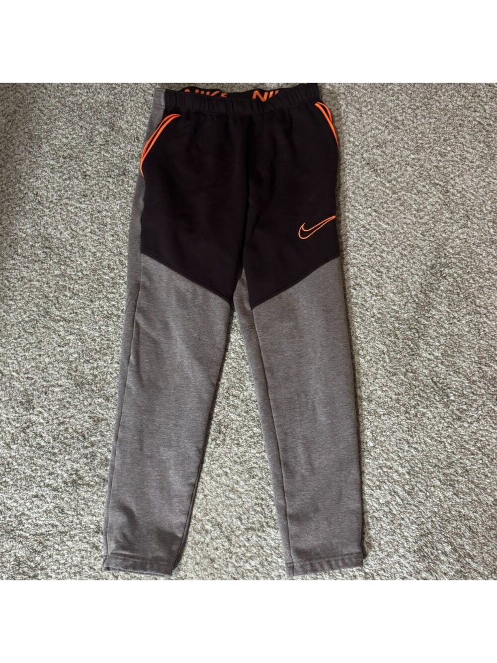 Nike Therma-FIT Sweatpants Men S Black Gray Orange Training Athletic